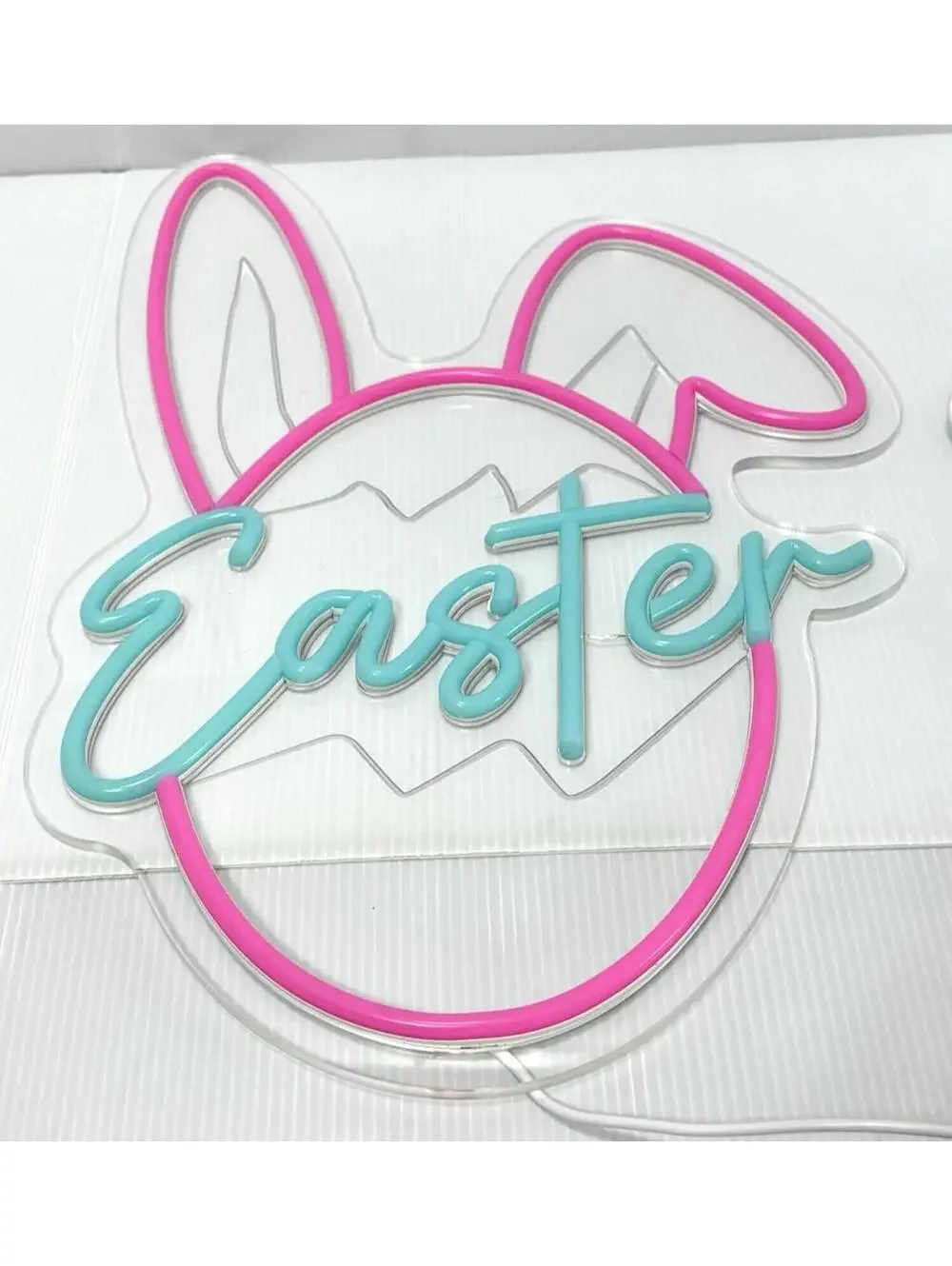 Easter Egg Bunny LED Neon Sign Wall Light USB Powered Holiday Decor Pink Blue